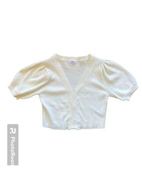 Ardene Cream Cropped Cardigan Sweater Size Small